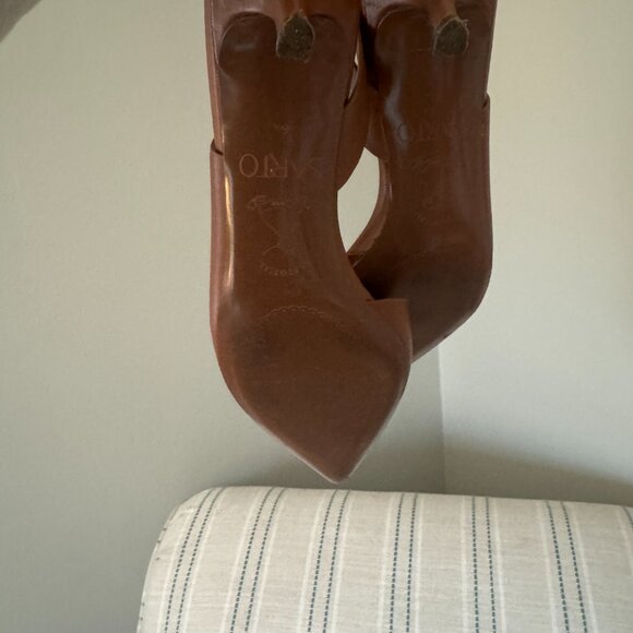 Franco Sarto Leather Slingback Heels | Brown | Pointed Toe - Picture 4 of 4